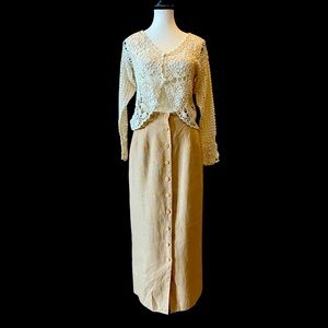 Talbots 100% linen maxi skirt EUC Size 6 camel colour